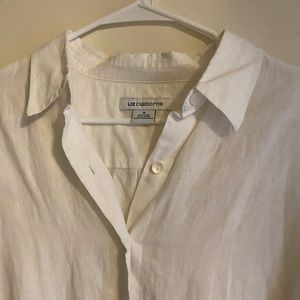 Ntw, Liz, Claiborne, tan long sleeve linen button up